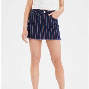 American Eagle High Waist Striped Denim Mini Skirt